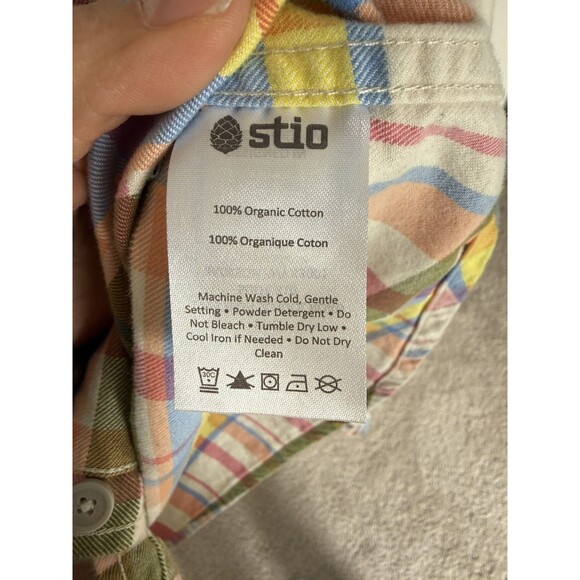 Stio Women’s Organic Cotton Plaid Flannel Long Sleeve Button Down Shirt XLarge - Picture 4 of 5